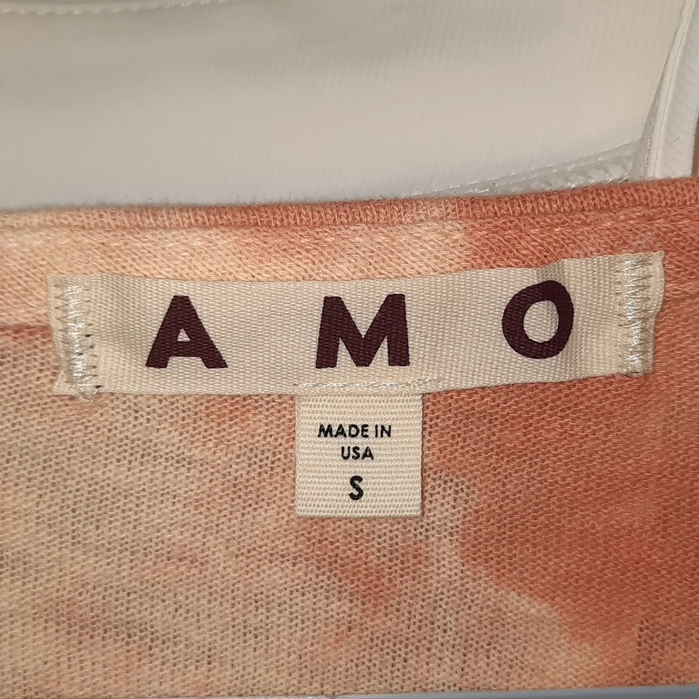 AMO Cotton Tie Dye Tee Long Sleeve Slub Beach Orange Sherbet Small NEW - Picture 4 of 8